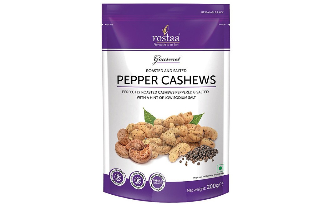 Rostaa Roasted And Salted Pepper Cashews   Pack  200 grams